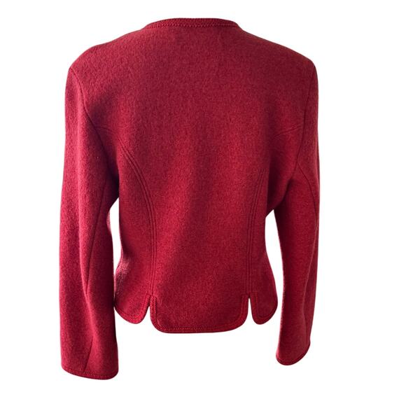 Giesswein Austria Red Merino Boiled Wool Womens Jacket Size USA 8 Tyrolean Coat - Picture 3 of 12